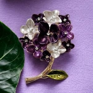 Purple Hydrangea Enamel Brooch | New without tag